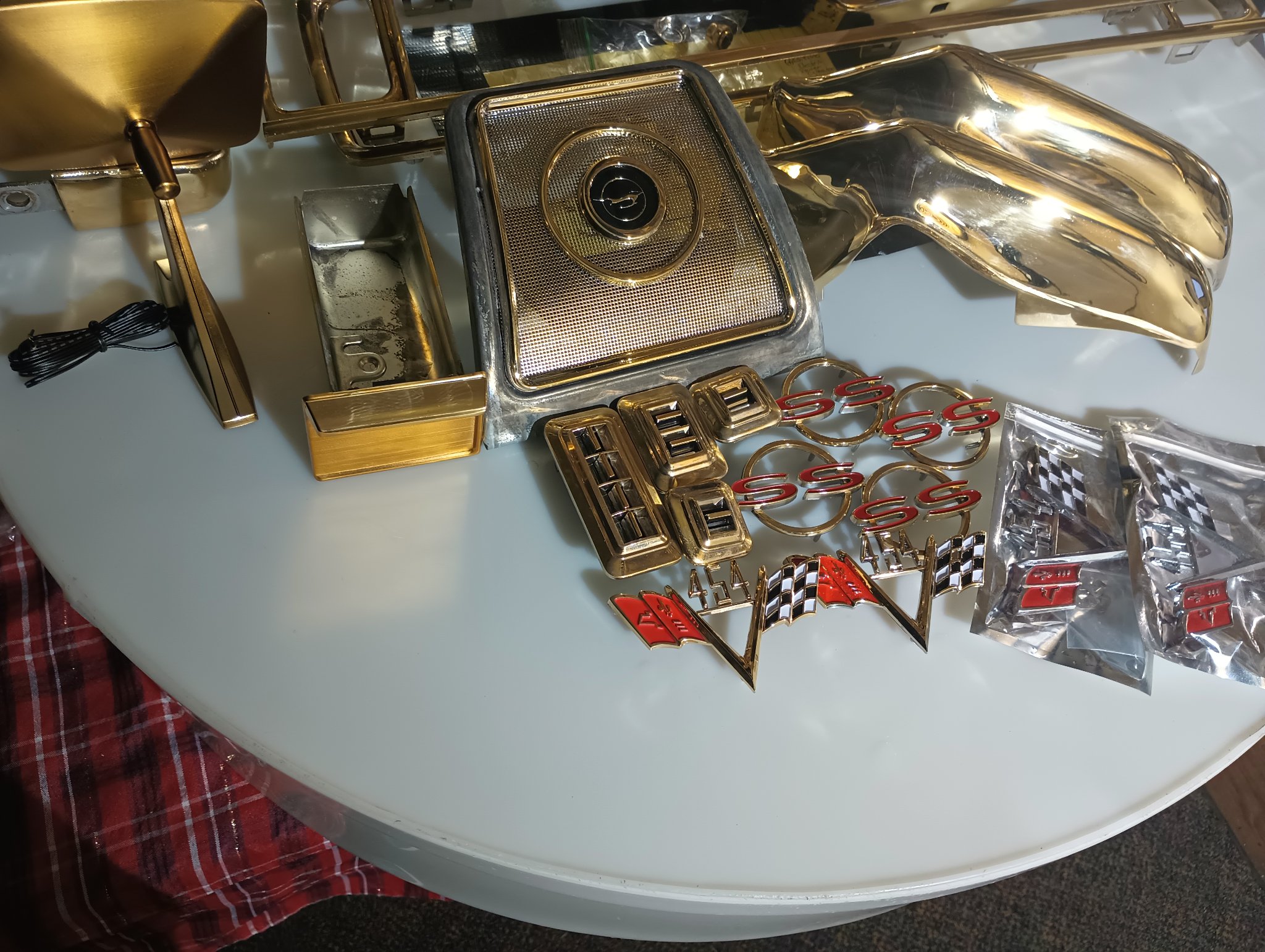 ChromeKarats gold plating work — Corvette Gold Parts Collection — Full Spread